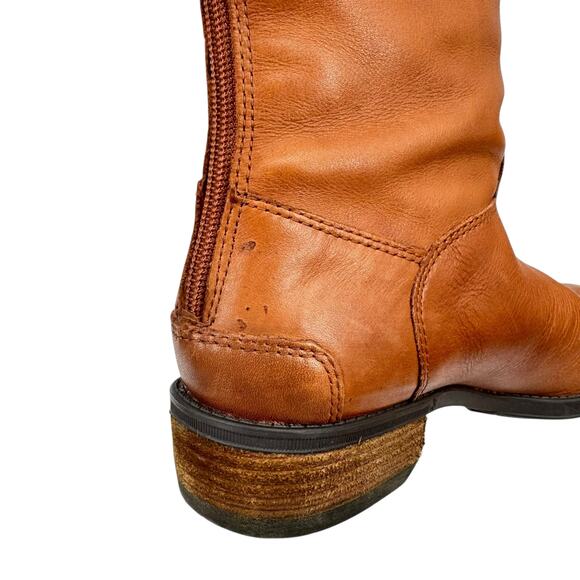 Sam Edelman Wide Penny Whiskey Brown Leather Tall Heeled Equestrian Riding Boots - Picture 9 of 12